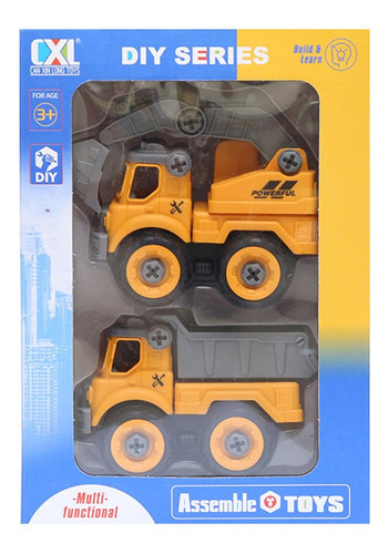 Set 2 Camiones Construccion De Plastico Juguete Para Niños