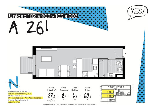 Imagen 8 de 10 de Venta Apartamento Monoambiente Pocitos Edificio Yes!
