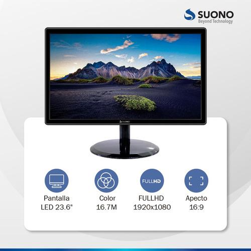 Monitor Gamer Suono Led 24p Full Hd 1920x1080 Snmo-1000 Color Negro