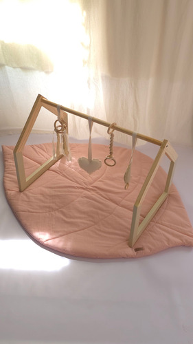 Gimnasio De Madera Montessori Para Bebes Completo Rosa Viejo