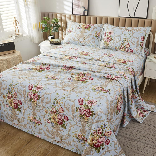 Sábana Floral California King 100% Algodón Egipcio