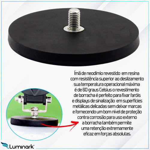 Imagem 4 de 6 de Par Suporte Imã Magnético 88mm Para Farois Led Universal