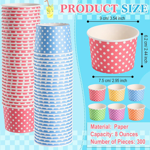 Tazas De Papel Desechables De 8 Oz Con Lunares