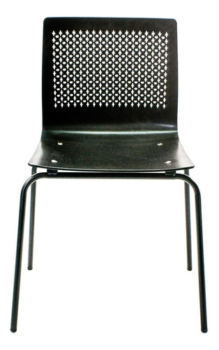 Silla Plástica Apilable Cocina Comedor Hogar Anana Patas De Acero Negro Pack X4 + - Fabrica