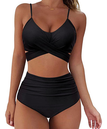 Bikini De Dos Piezas De Cintura Alta Sin Espalda Cómodo