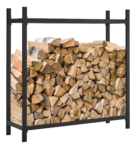 Leñero O Rack Para Leña / Acero Negro 122x123x36cm Reforzado