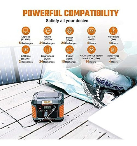 Baldr Portable Power Station 330w, 288wh Generador Solar De