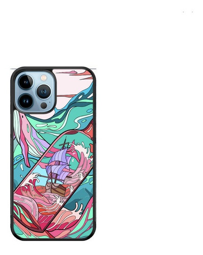 Funda Protector Para iPhone Barco Arte Abstracto Rosa