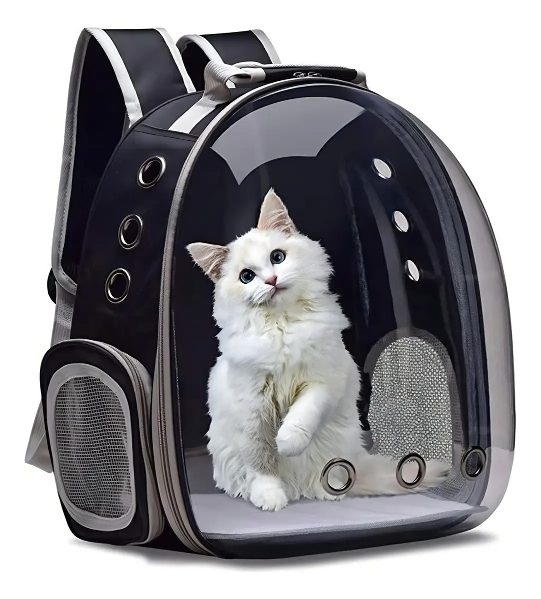 Mochila para mascotas con vista panorámica, astronauta, perro, gato, perro, color negro