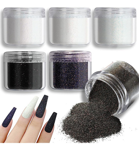 ~? Allstarry 6 Colors Nail Glitter Powder Holographic White 