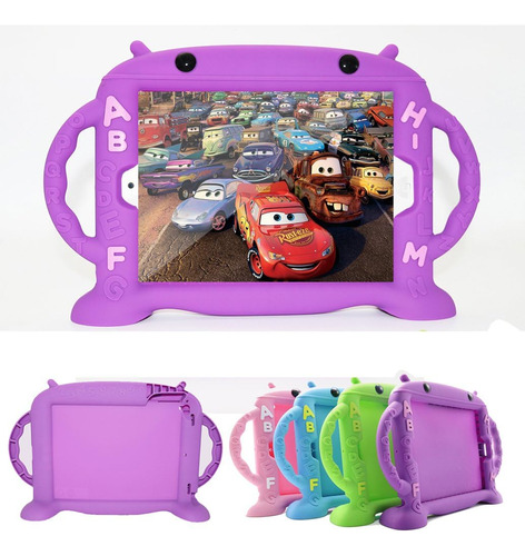 Funda iPad Niños 9.7 Pulgadas Air 1 2 Silicona Soporte Lila