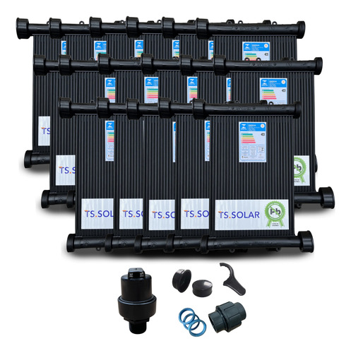 Ts Solar Kit C/17 Placas 3m C/ Kit Fechamento Quebra Vácuo