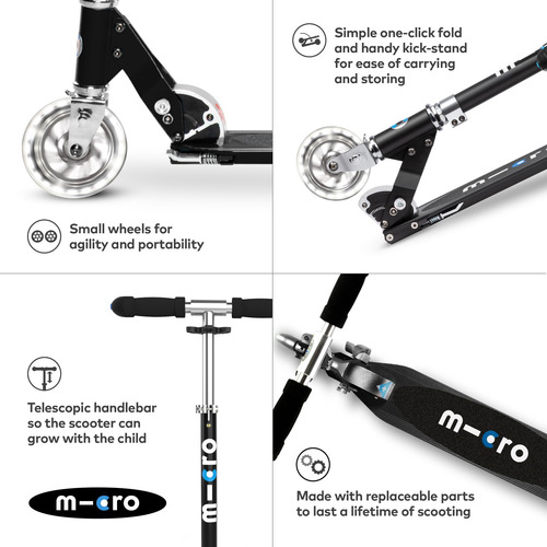 Scooter Plegable Micro Kickboard Sprite Led Para Niños