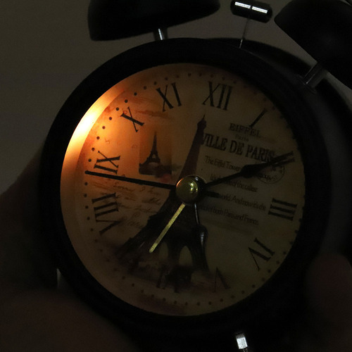 Jk Reloj Despertador De Metal, Pequeño, Con Luces