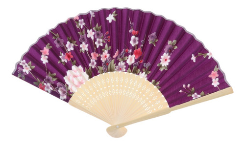 Abanico Japonés De Mano De Bambú De Seda De Seda De Tela