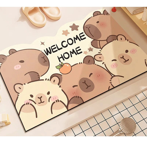Alfombra Para Baño Antideslizante Capibara Carpincho Kawaii Capibaras