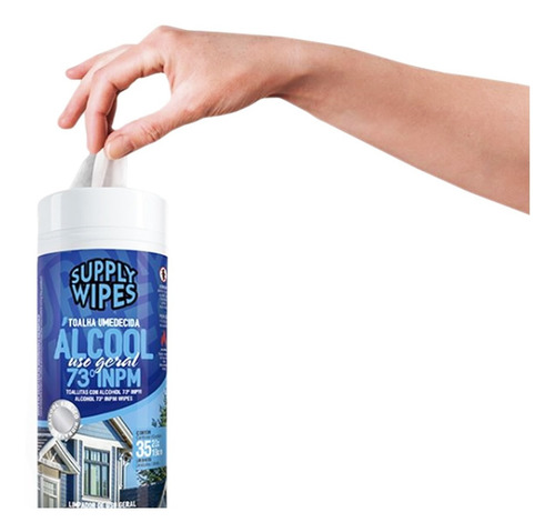 Lenços Umedecidos Álcool 70° Tubo Kit Com 5 Potes