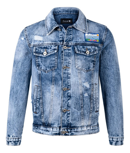 Hermosa Chaqueta Jean Estilo Americano Con Logo Bordado Ligero Coleccion Primavera Verano