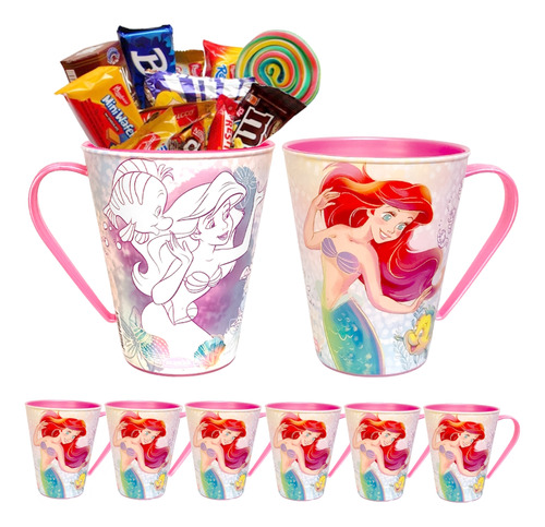 Kit 10 Caneca Para Lembranças Festa Ariel Pequena Sereia