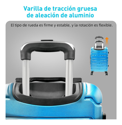Maleta De 10 Kg Cabina C/candado De Seguridad Doble Llanta Celeste Celeste