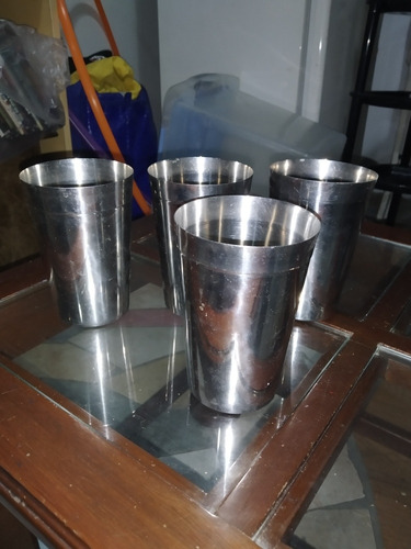 4 Vasos Metalicos En Acero Inoxidable Oferta 