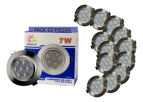 Plafon Led 7w Spot Dirigible Empotrado Paquete 12 Piezas