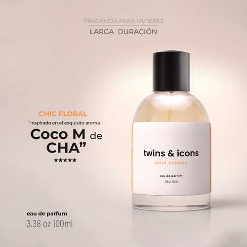 Perfume Para Mujer Fragancia Chic Floral 100ml Twins & Icons