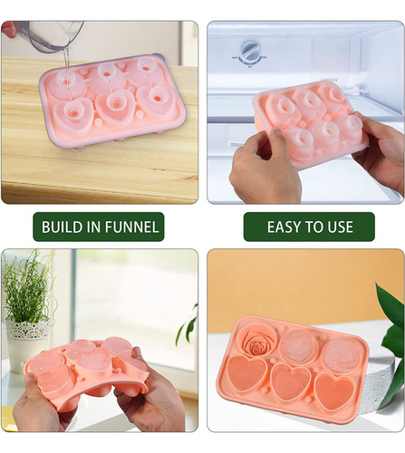 Bandeja Para Cubitos De Hielo En 3d Con Forma De Rosa Y Cora