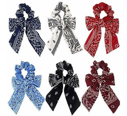 Scrunchies De Cabello Con Lazos - 6pcs