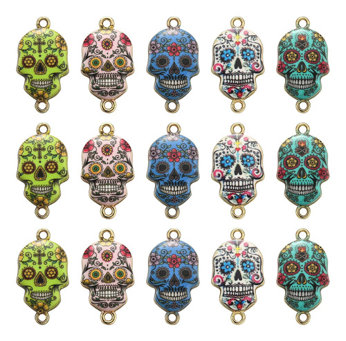 Kitbeads 25 Dijes Esmaltados De Calavera De Azúcar Con Est.