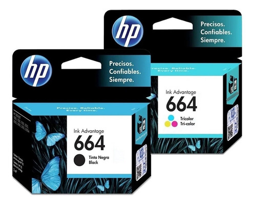 Pack Tintas Hp 664 Negro Y Color Originales