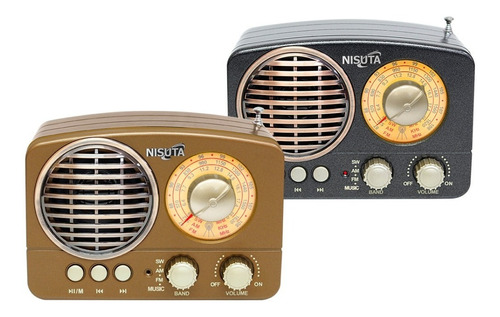 Radio Retro Bluetooth Nisuta Recargable Usb Vintage Portátil