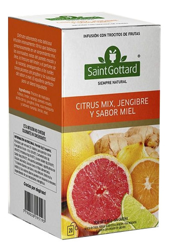 Pack X6 Tisana Frutas Citrus Mix, Jengibre Saint Gottard X20