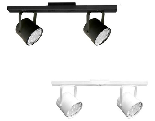 Base Riel 2 Spot Tacho Pvc Negro Blanco Ar111 Led 11w 12w