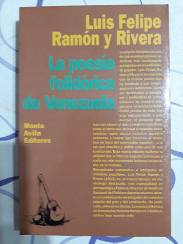 La Poesía Folklorica De Venezuela - L.  F. Ramon Y Rivera