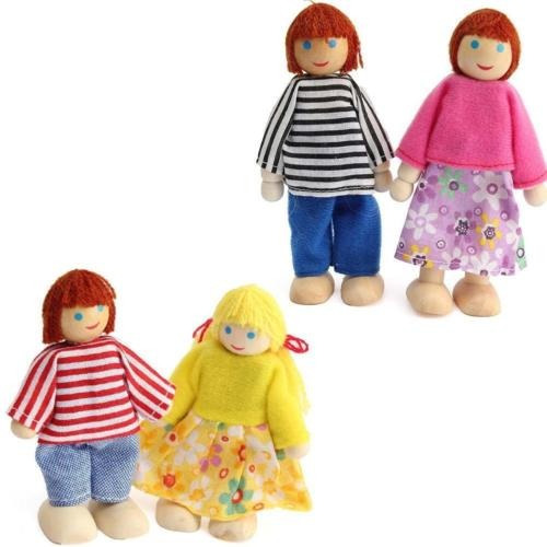 6 X Casa De Madera Linda Familia Muñeca Set Niños Jugando Ju