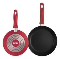 Comprar Set X 2 Sartenes 20 Y 26 Cm Fuego Pyrex Teflon Antiadherente Color Rojo