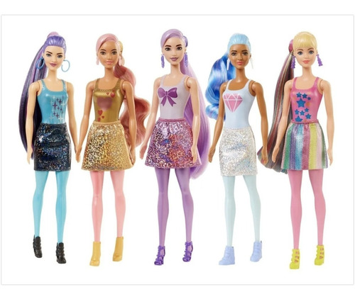 Barbie Color Reveal Serie Glitter Muñeca 7 Sorpresas Mattel