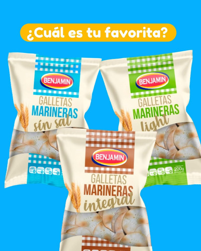 Galletas Marineras Benjamin Clasica Con Sal 12 X 300gr