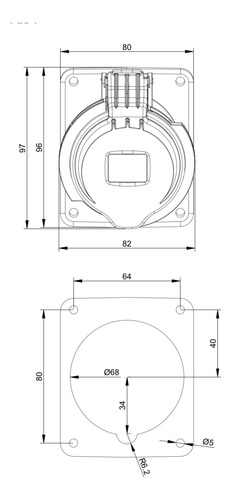 3104/3304 Conector Industrial 32a 415v 3 Polos Hembra +macho (Usado)