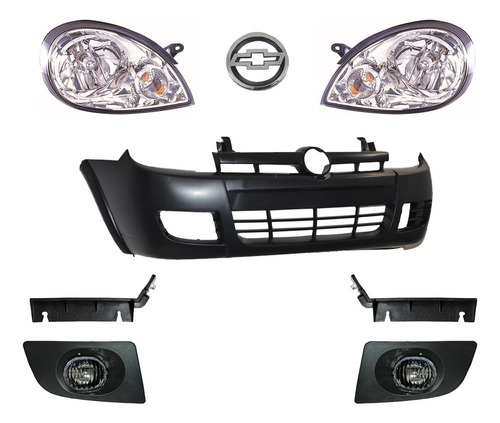 Kit Chevy C2 04 - 08 Fascia Faros Guias Faros N Y Emblema