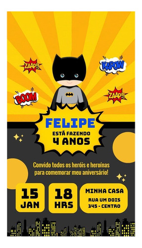 Convite Digital Escolha O Seu Envio Imediato Batman
