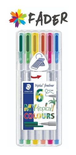 Marcadores Staedtler Triplus 334 0.3 Mm X 6 Tropical B.norte