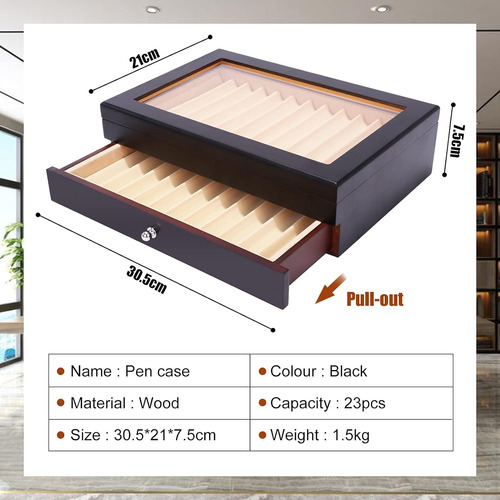 Caja De Exposición De La La Pluma De Madera De La Caja Organ