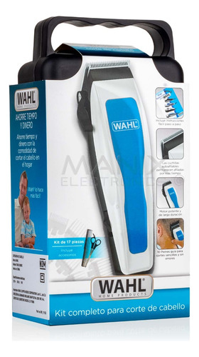 Recortadora Wahl Complete Haircutting 17PC Kit 79420-200 blanca y azul