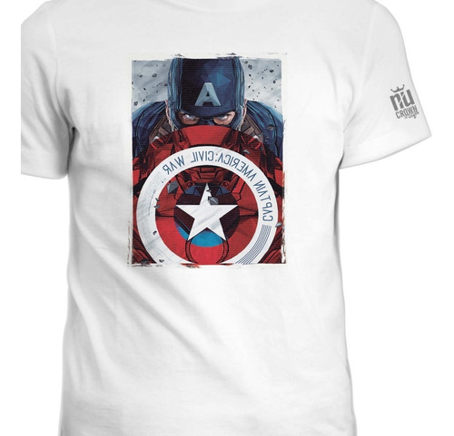 Camiseta Estampada Hombre América Escudo Comic Ink Inpmv