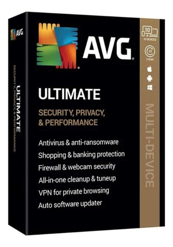 Antivirus Avg Ultimate 10 Dispositivos 1 Año Clave Oficial