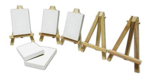 Imagen 2 de 5 de Mini Lienzos Y Mini Caballetes Madera Natural