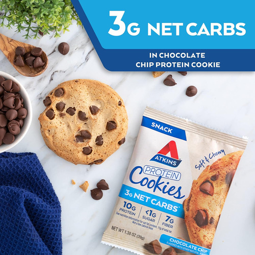 Galleta De Proteína Con Chispas De Chocolate, Rica En Fibra