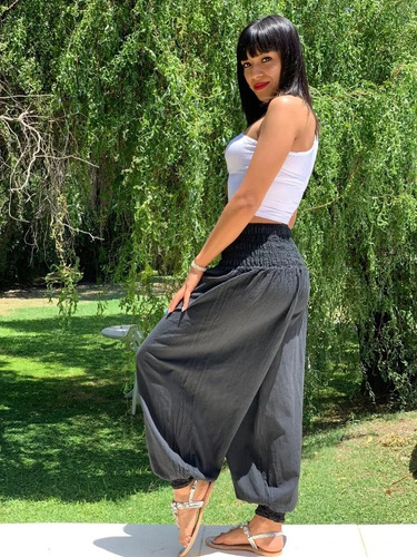 Pantalón Bambula Hindú Yoga Babucha Cintura Elástica Puño